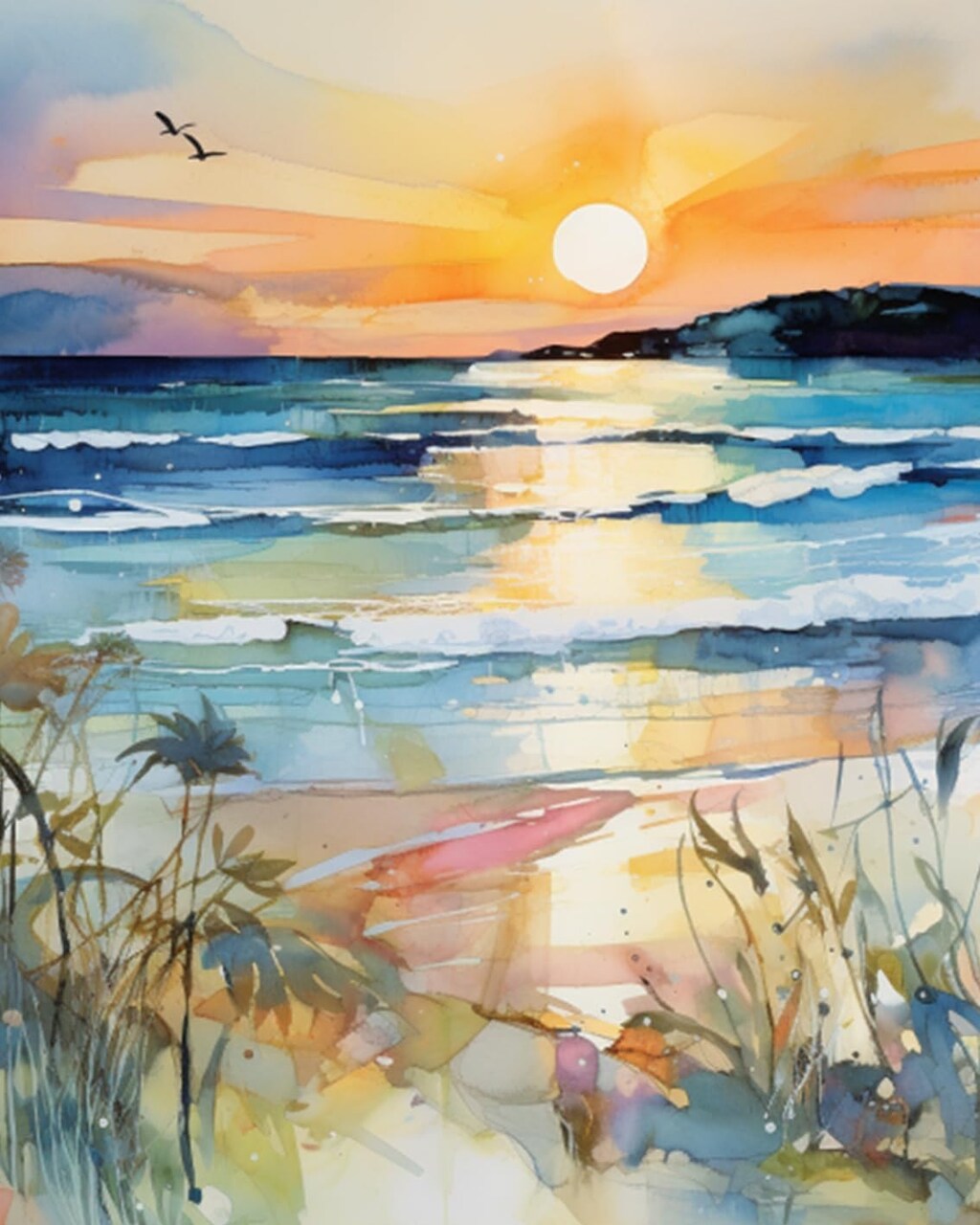 Landscape Paint by Numbers Kits 16x20 inch Canvas DIY Oil Painting for Kids, Students, Adults Beginner with Brushes Acrylic Pigment Graffiti Abstract Beach Photo Gift